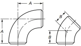 3D Elbows Drawing and Sizes