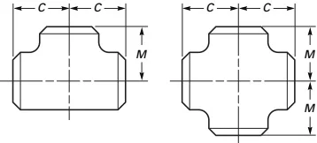 ASME B16.9 Equal and Straight Tee Drawing Dimensions