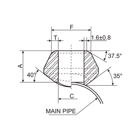 Buttweld Outlet Olet Drawing - Straight Way