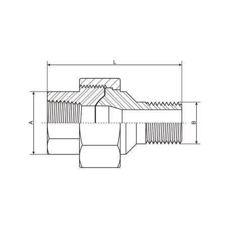 Male x Female Threaded Union Drawing