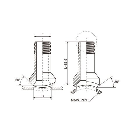 Nippolet – Nipple Outlet Drawing Nippolet - Nipple Outlet Drawing