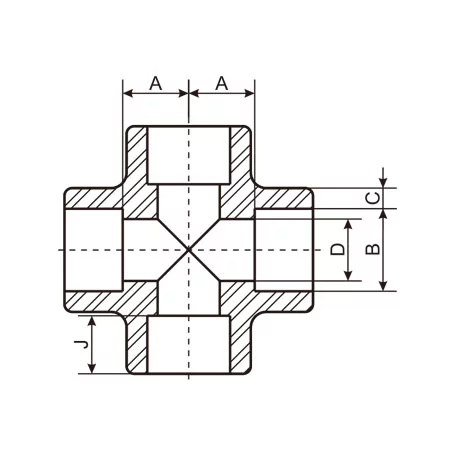 Socket Weld Cross Tee Drawing Socket Weld Cross Tee Drawing