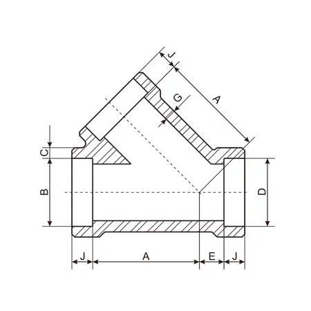 Socket Weld Lateral Tee Drawing