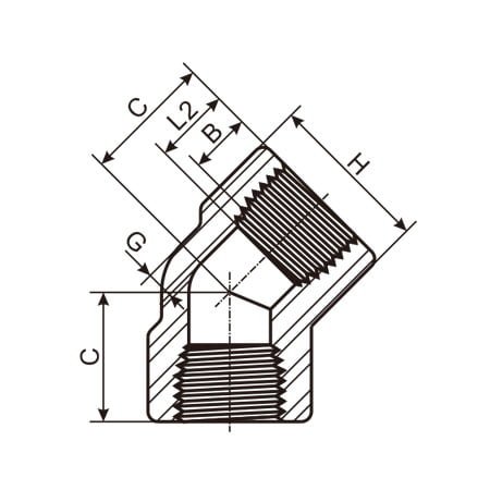 Threaded 45 Degree Elbow Drawing