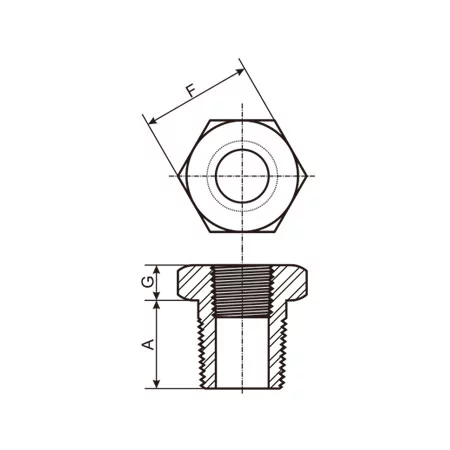 Threaded Hexagon Head Bushing Drawing