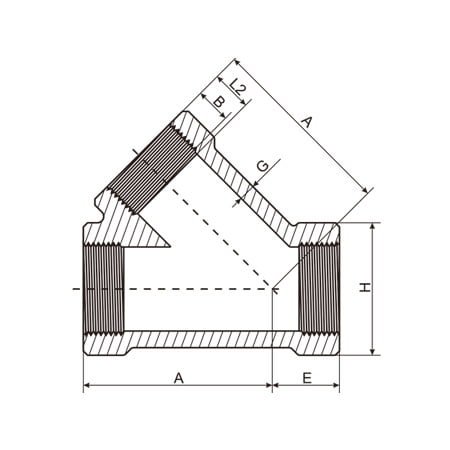 Threaded Lateral Tee Drawing