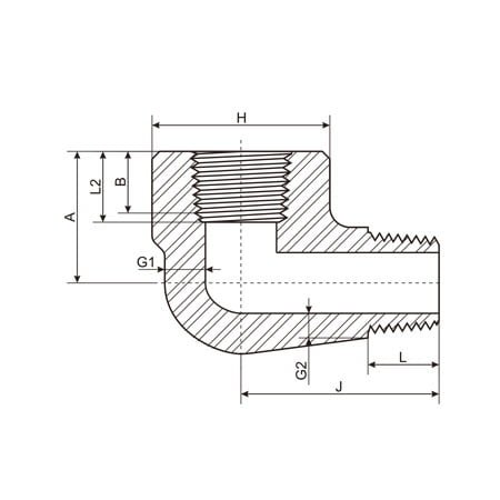 Threaded Street Elbow Drawing