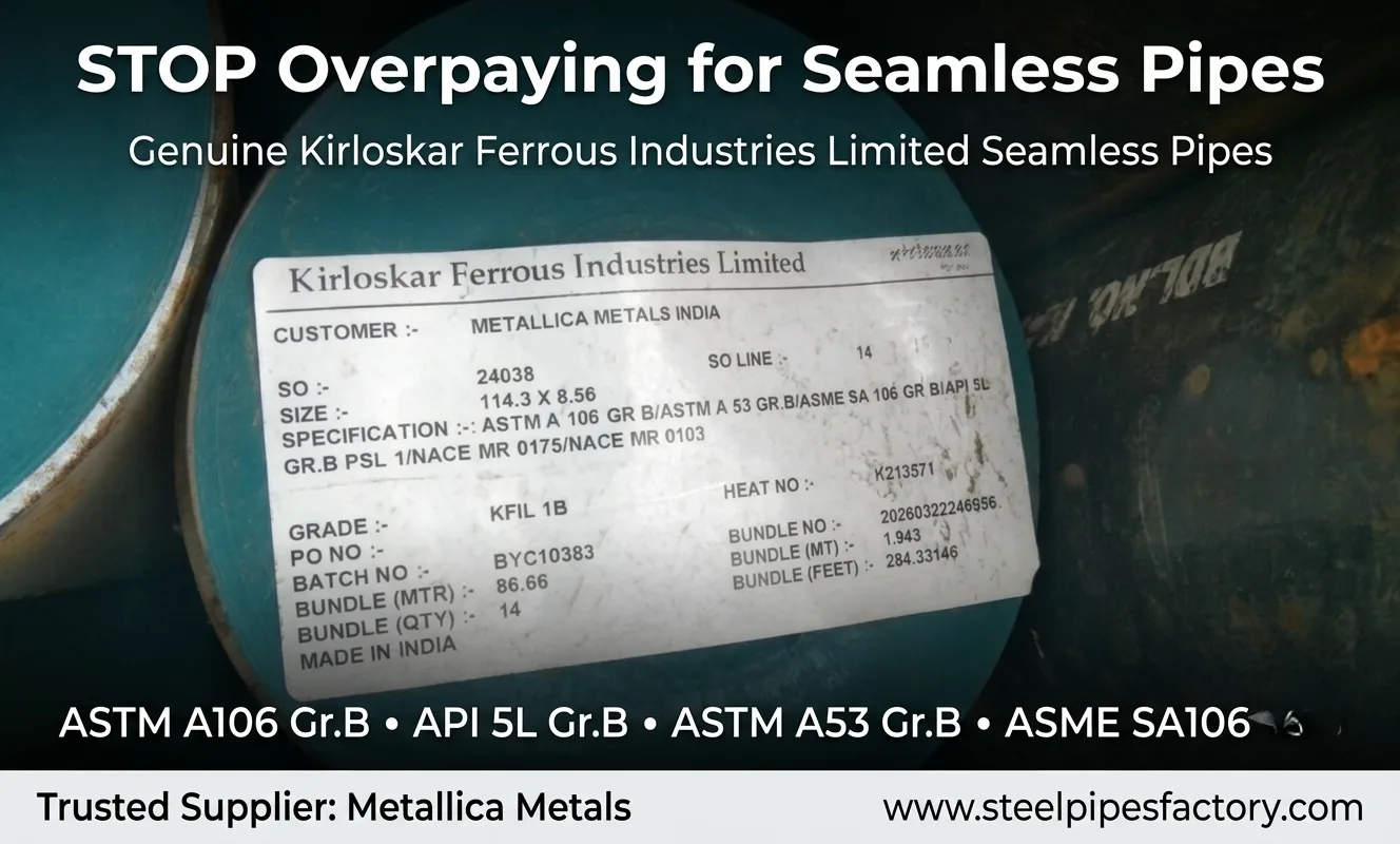 Kirloskar Seamless ASTM A106 Grade B Pipes Supplier